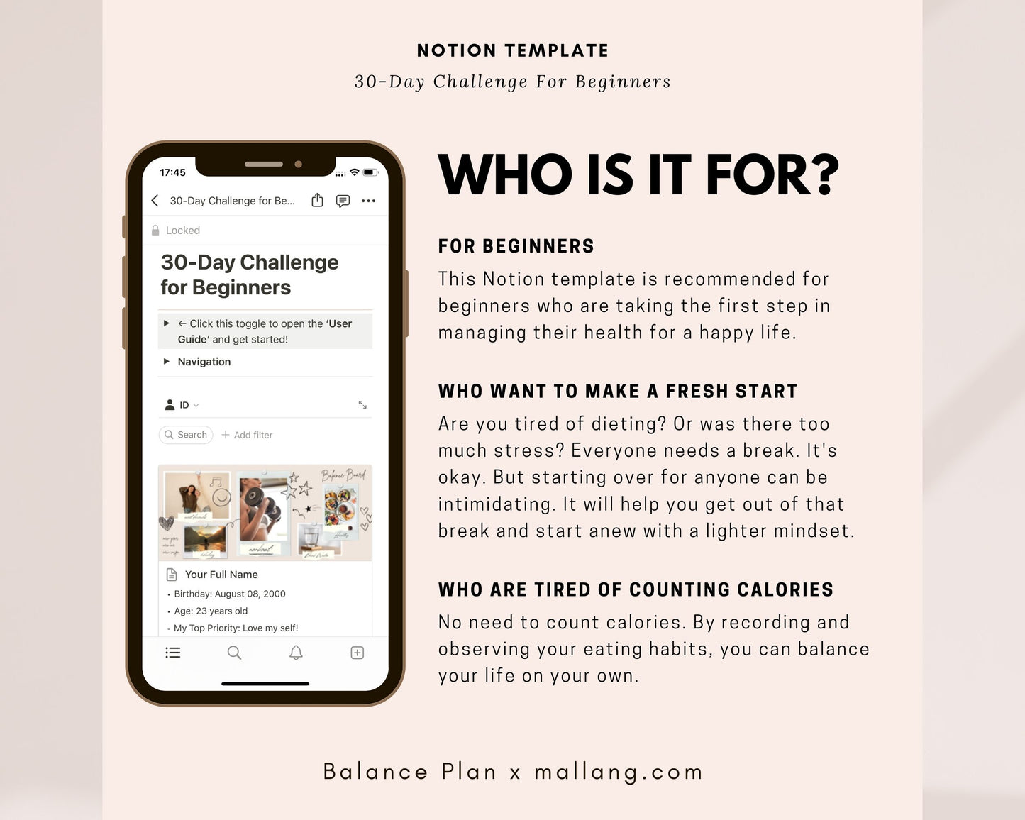 Notion Template 30-Day Challenge For Beginners | DIGITAL DOWNLOAD