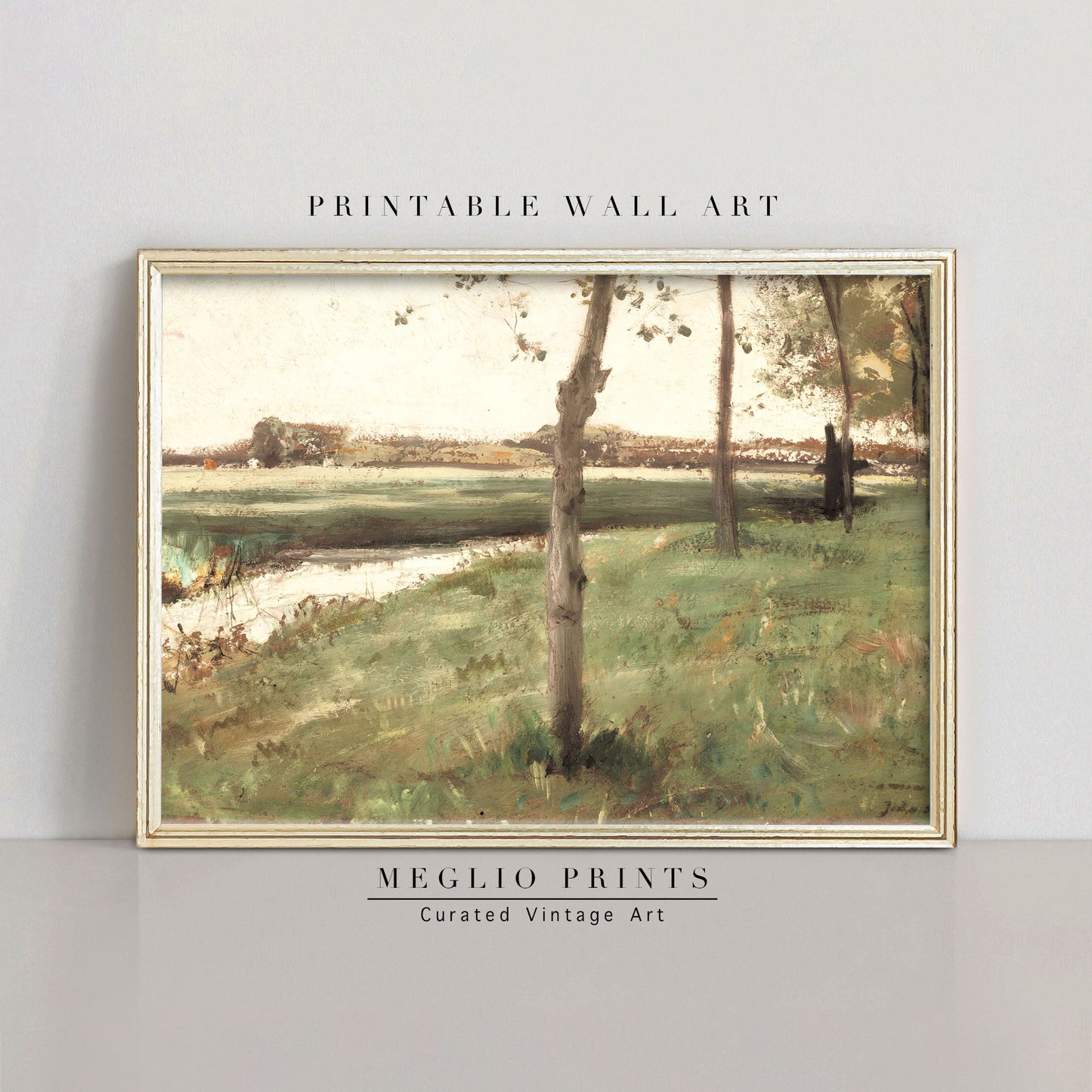 Printable Vintage Art Print Meadow Landscape