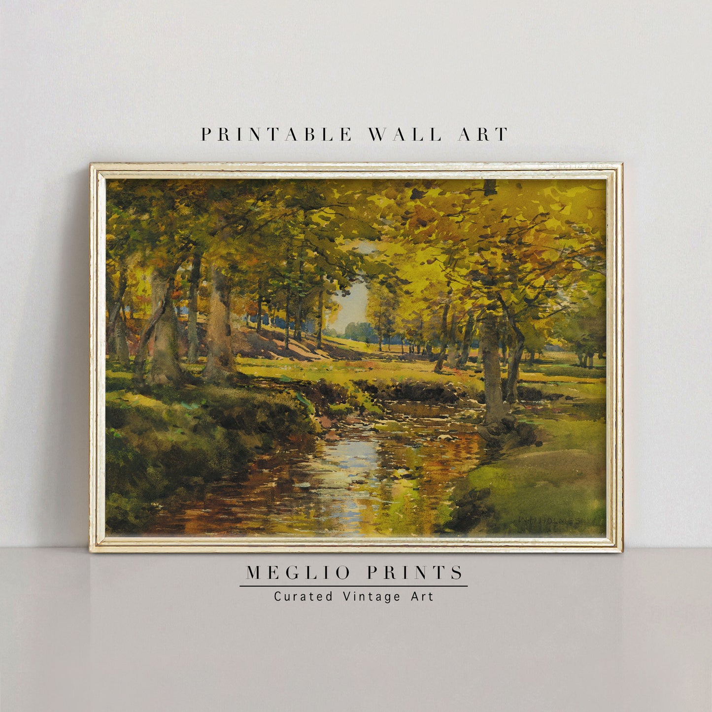 Printable Vintage Art Meadow Landscape