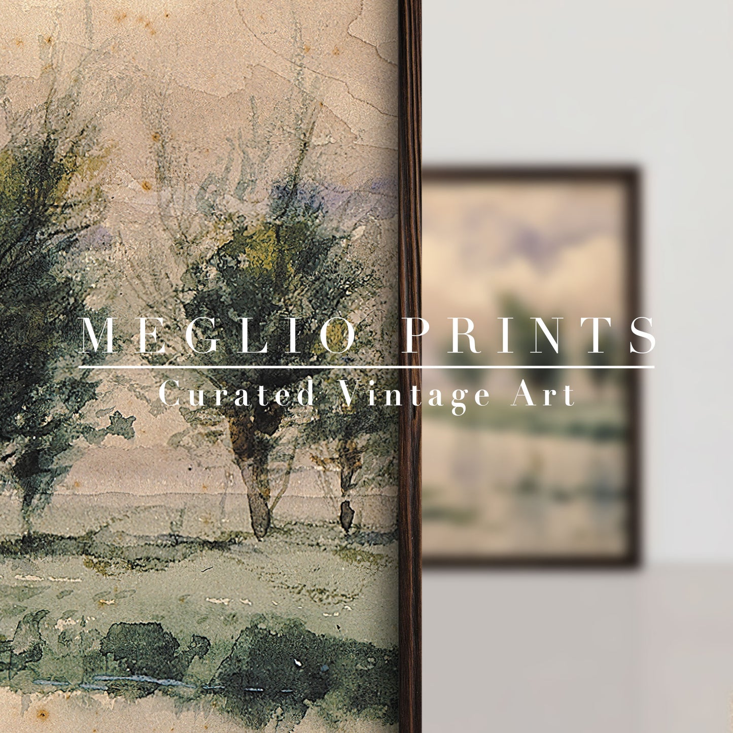 Printable Vintage Art River Landscape