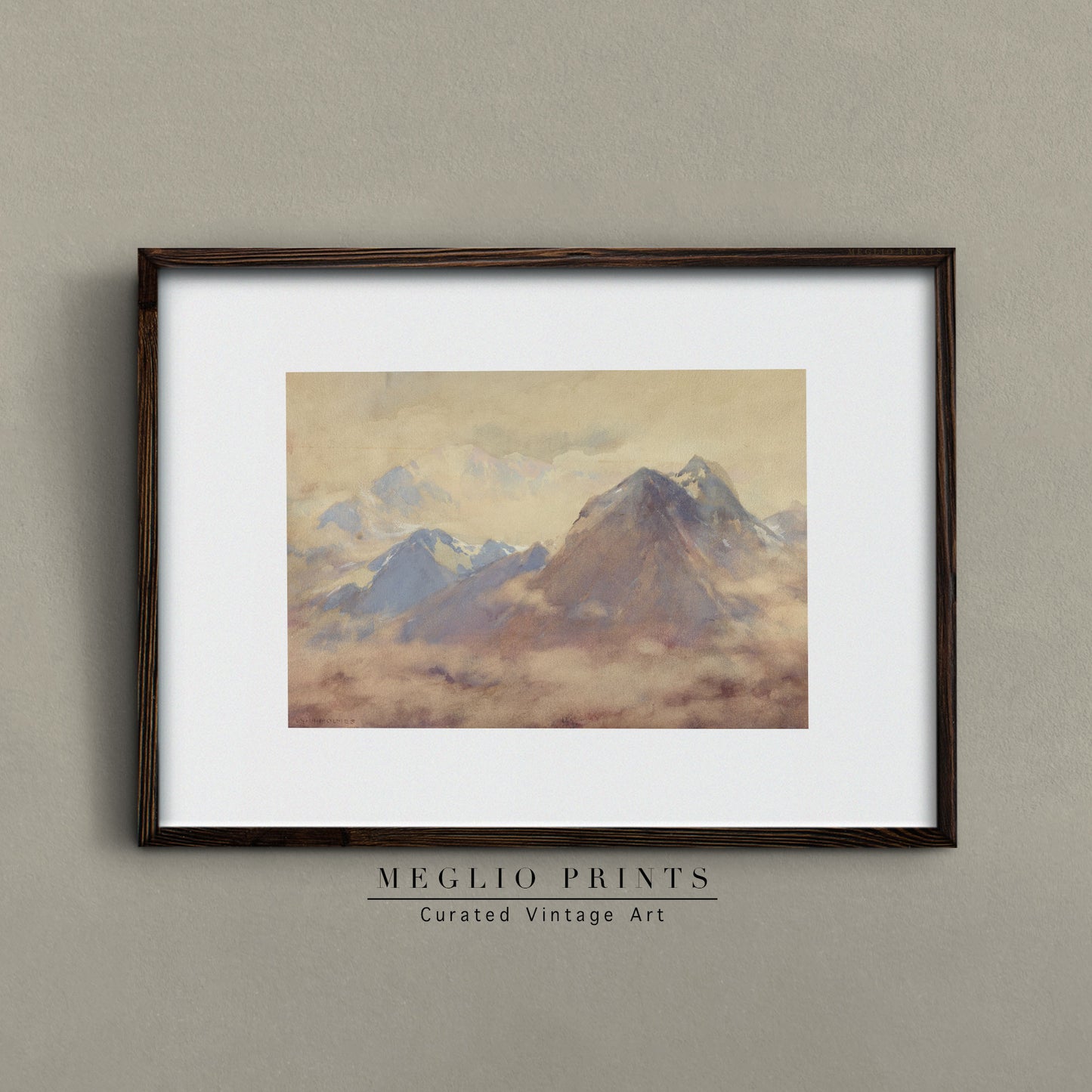 Printable Vintage Art Mountains Landscape