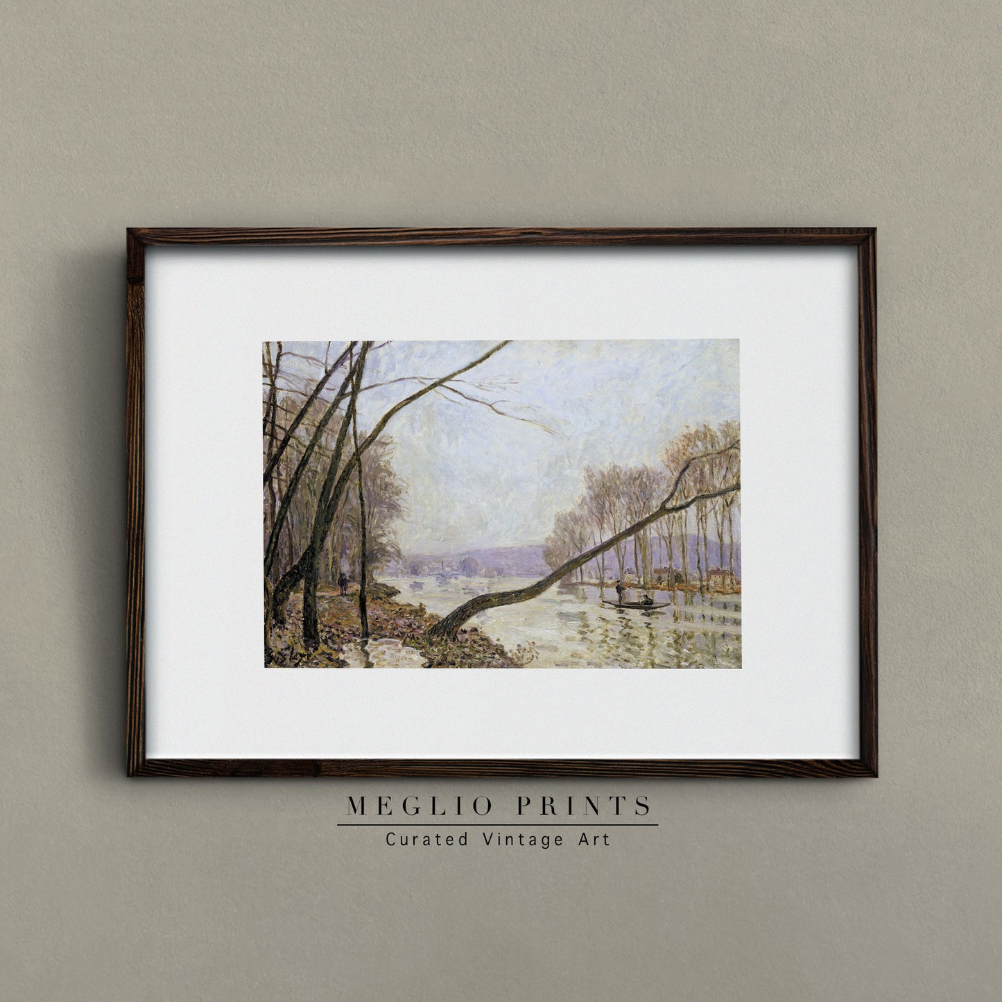 Printable Vintage Art European River Landscape