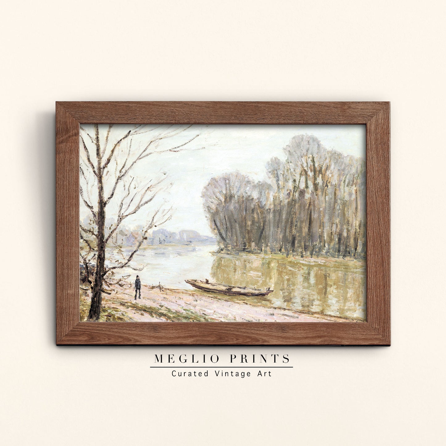 Printable Vintage Art European River Landscape