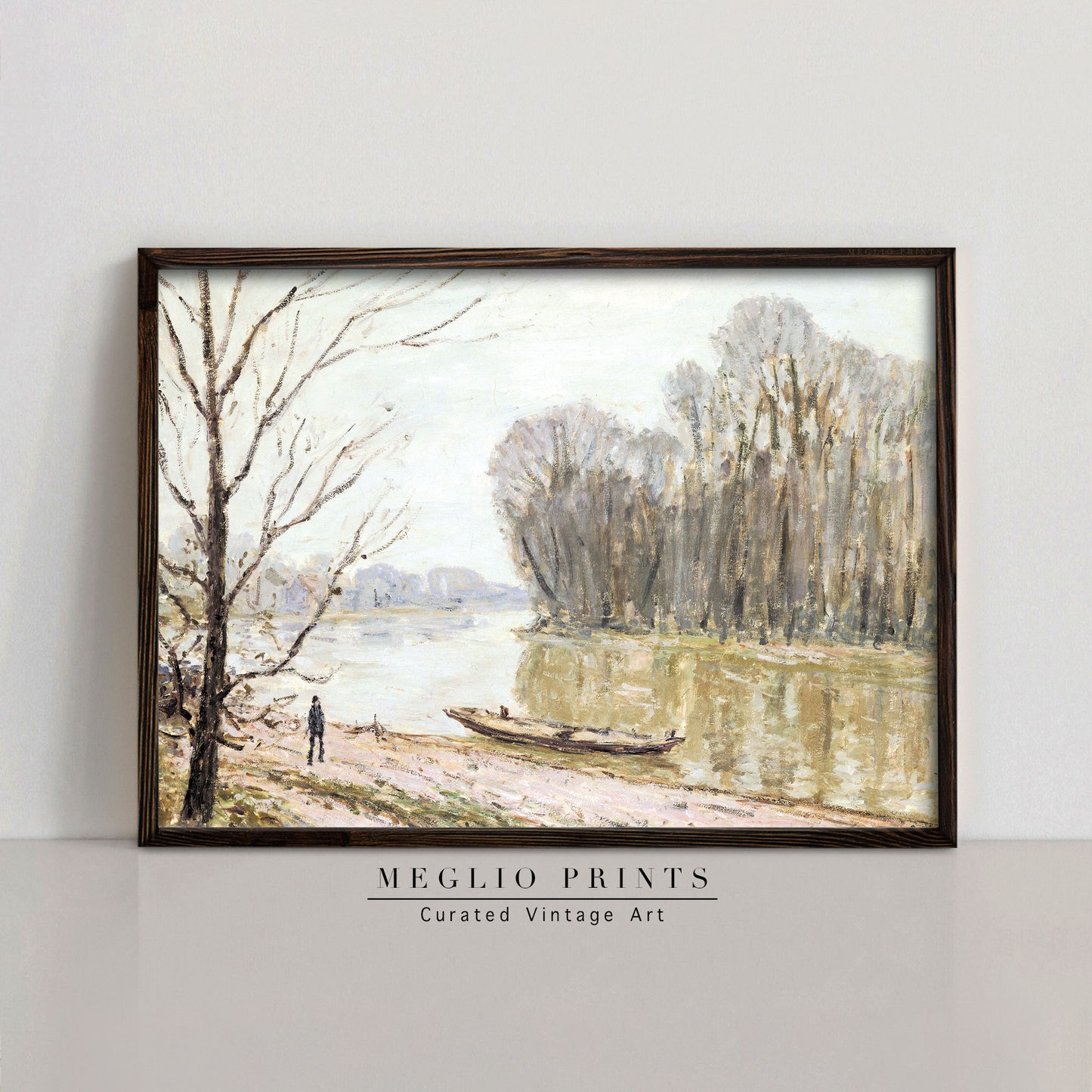 Printable Vintage Art European River Landscape