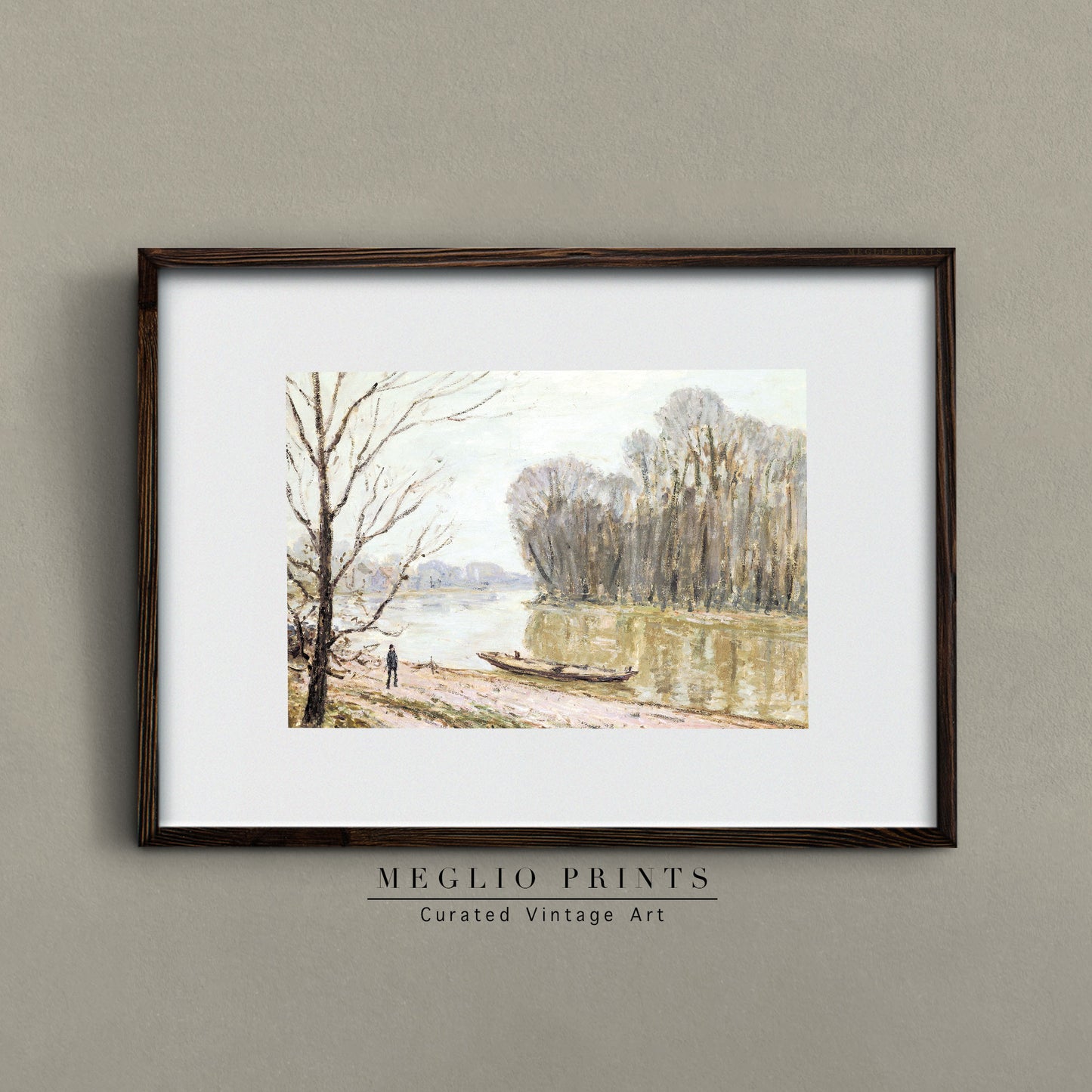 Printable Vintage Art European River Landscape