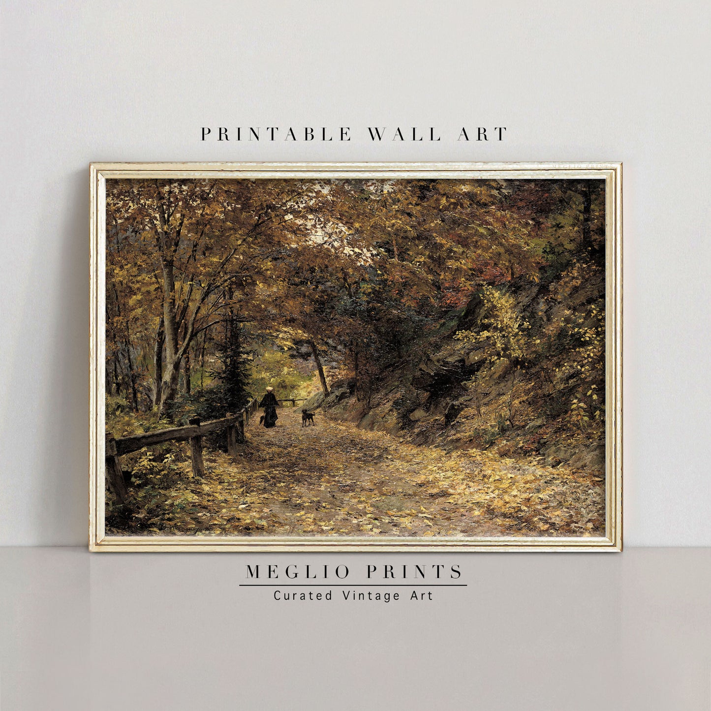 Printable Vintage Art Autumn Woods Landscape