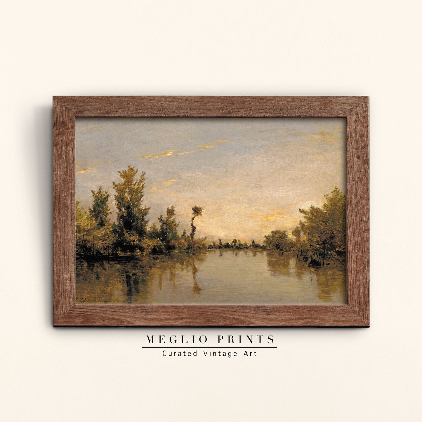 Printable Vintage Art River Landscape