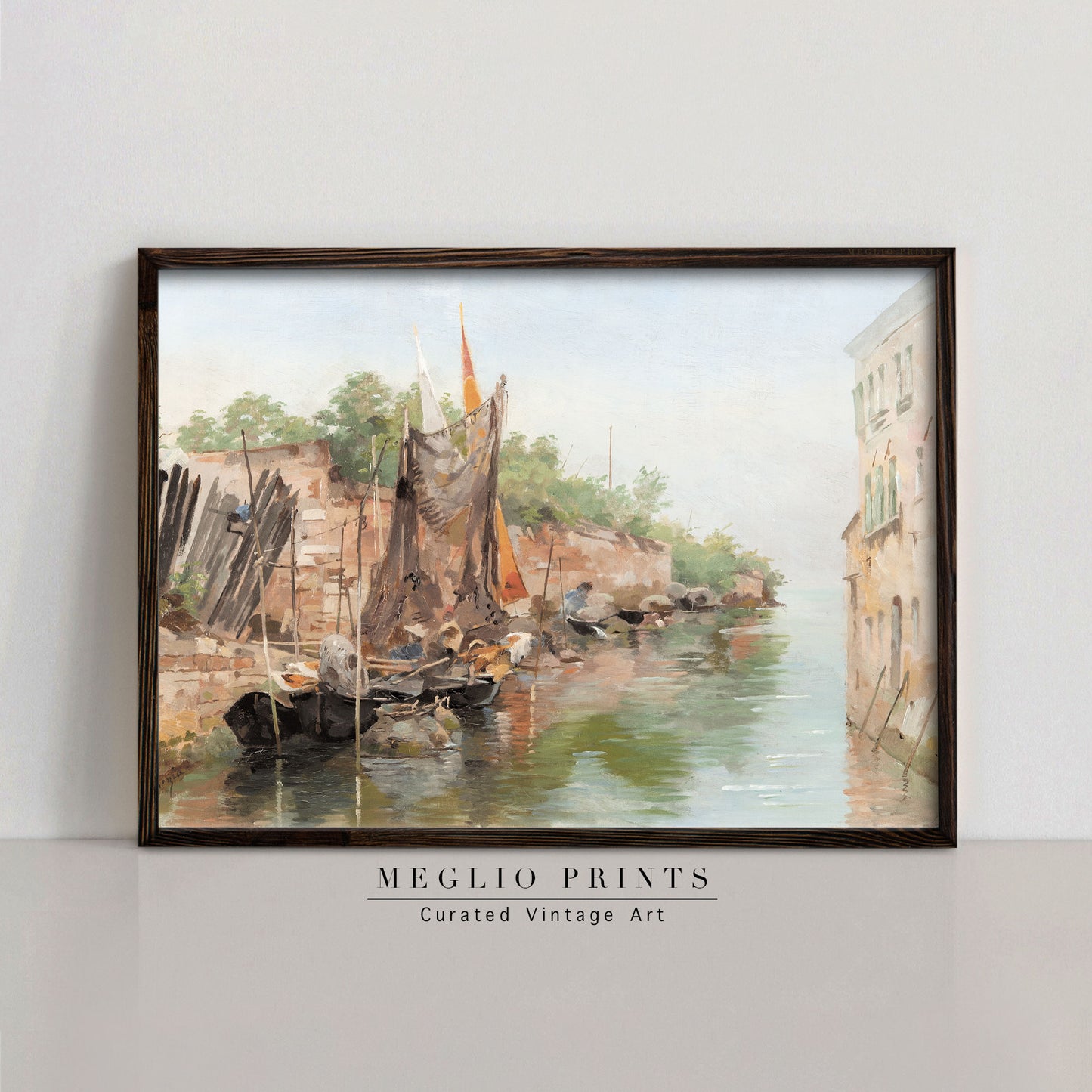 Printable Vintage Art Print Canal Landscape