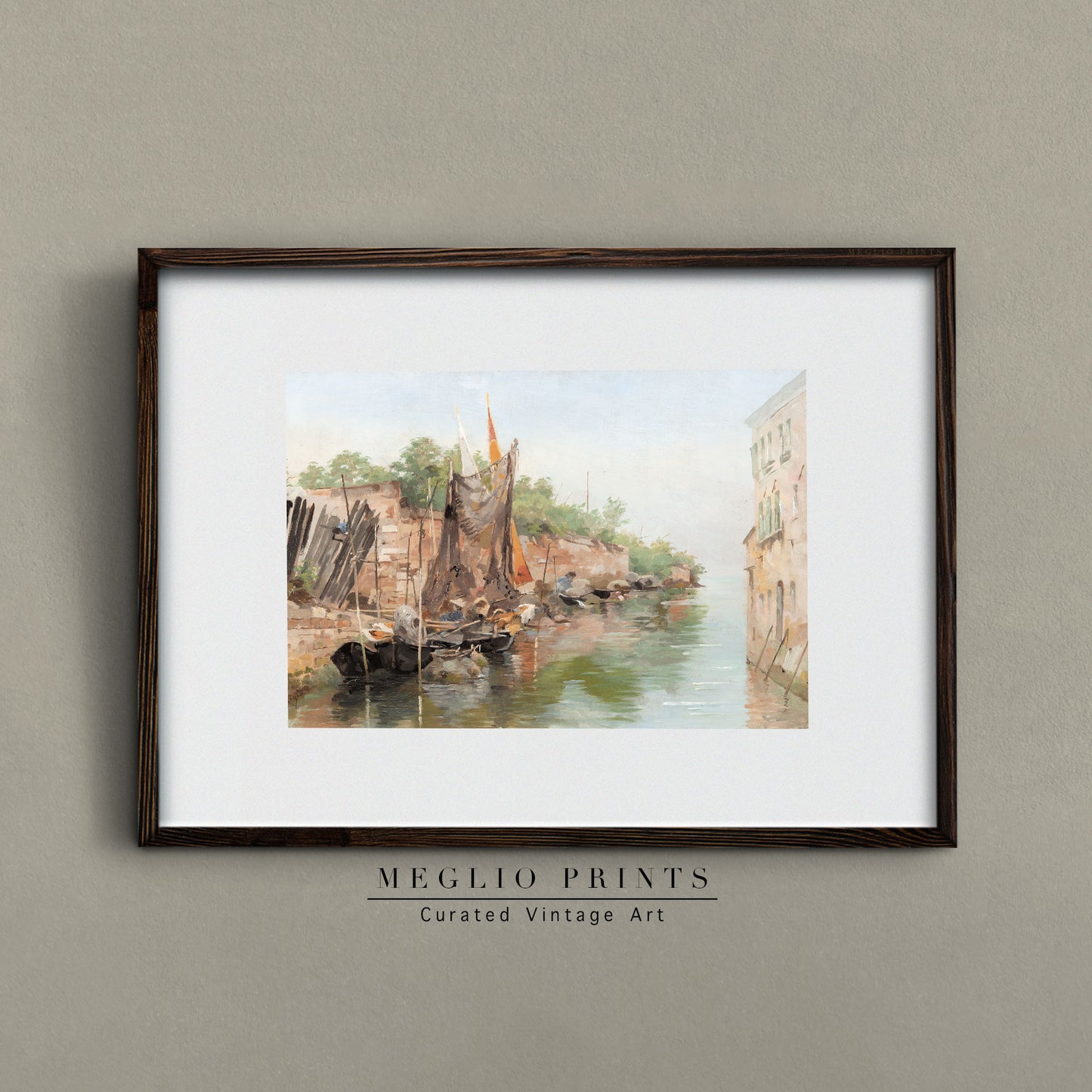 Printable Vintage Art Print Canal Landscape