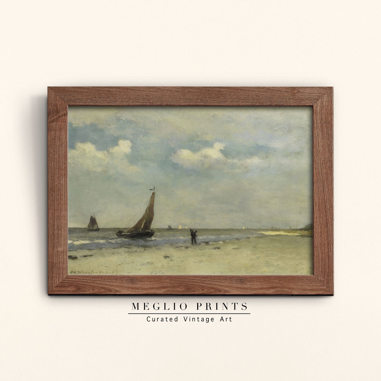 Printable Vintage Art Coastal Landscape