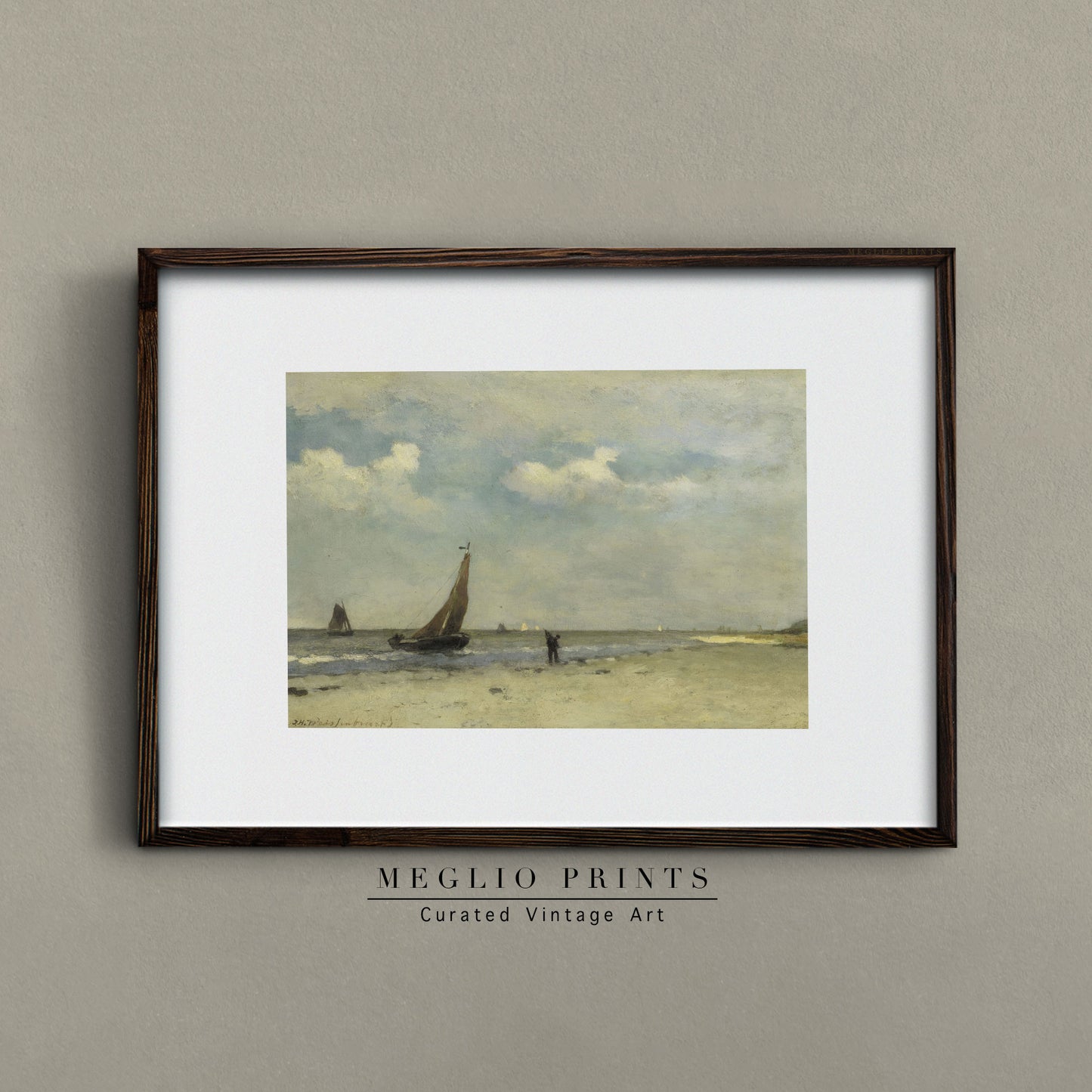 Printable Vintage Art Coastal Landscape