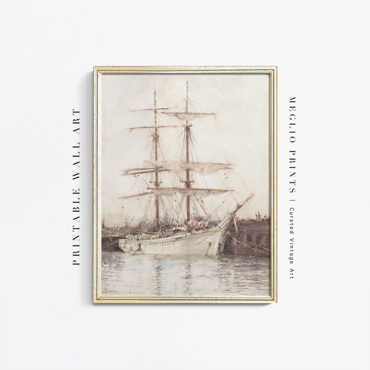 Printable Vintage Art Nautical Landscape