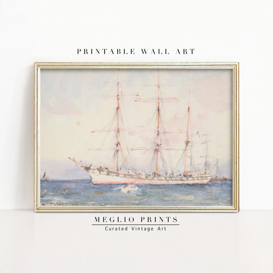 Printable Vintage Art Nautical Landscape