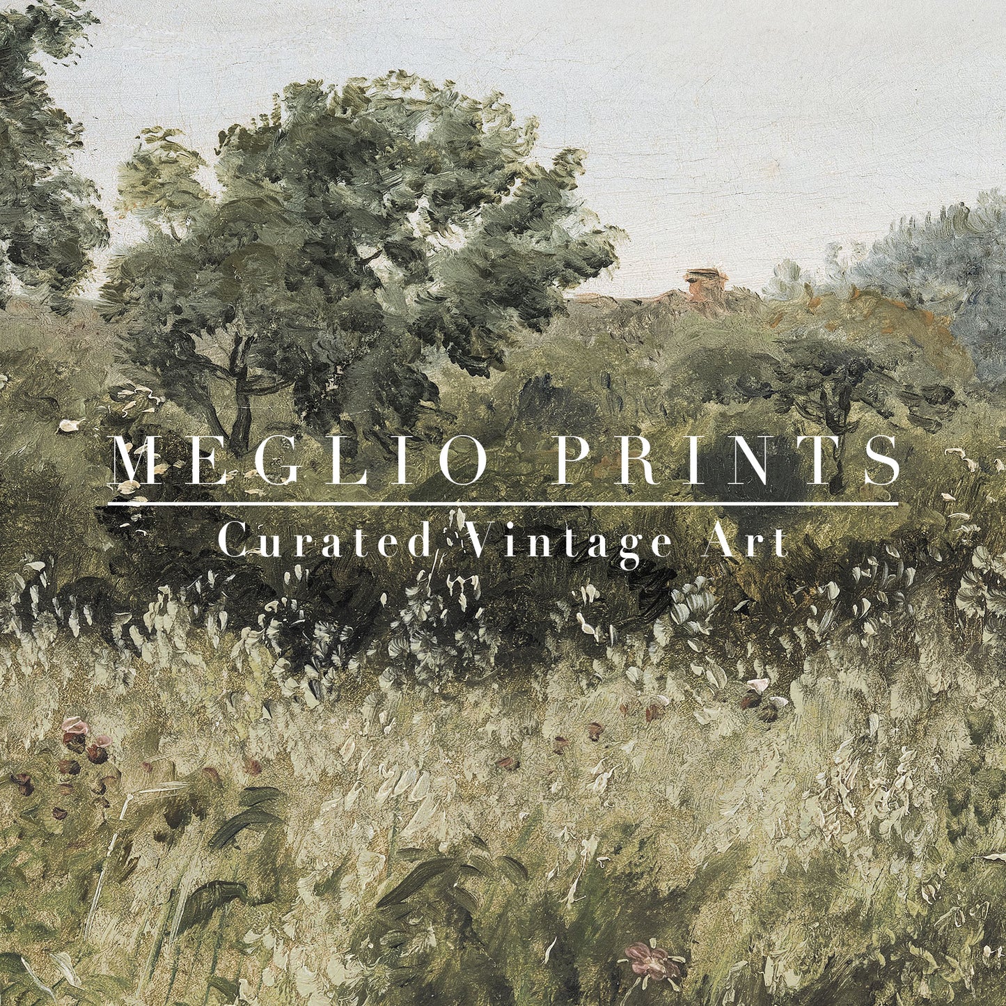 Printable Vintage Art Wildflower Landscape