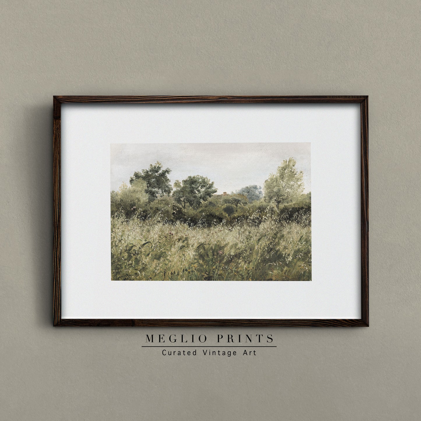 Druckbare Vintage Kunst Wildblumenlandschaft