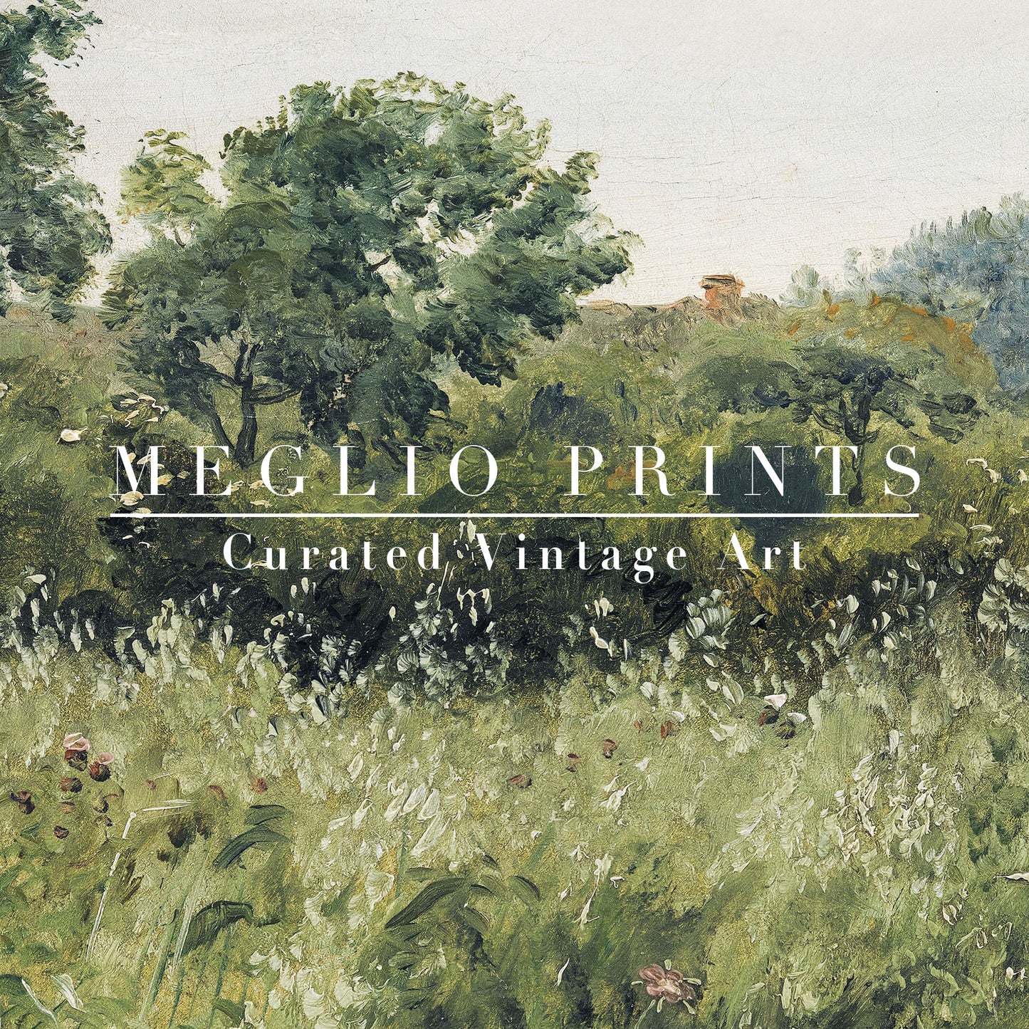 Printable Vintage Art Wildflower Landscape