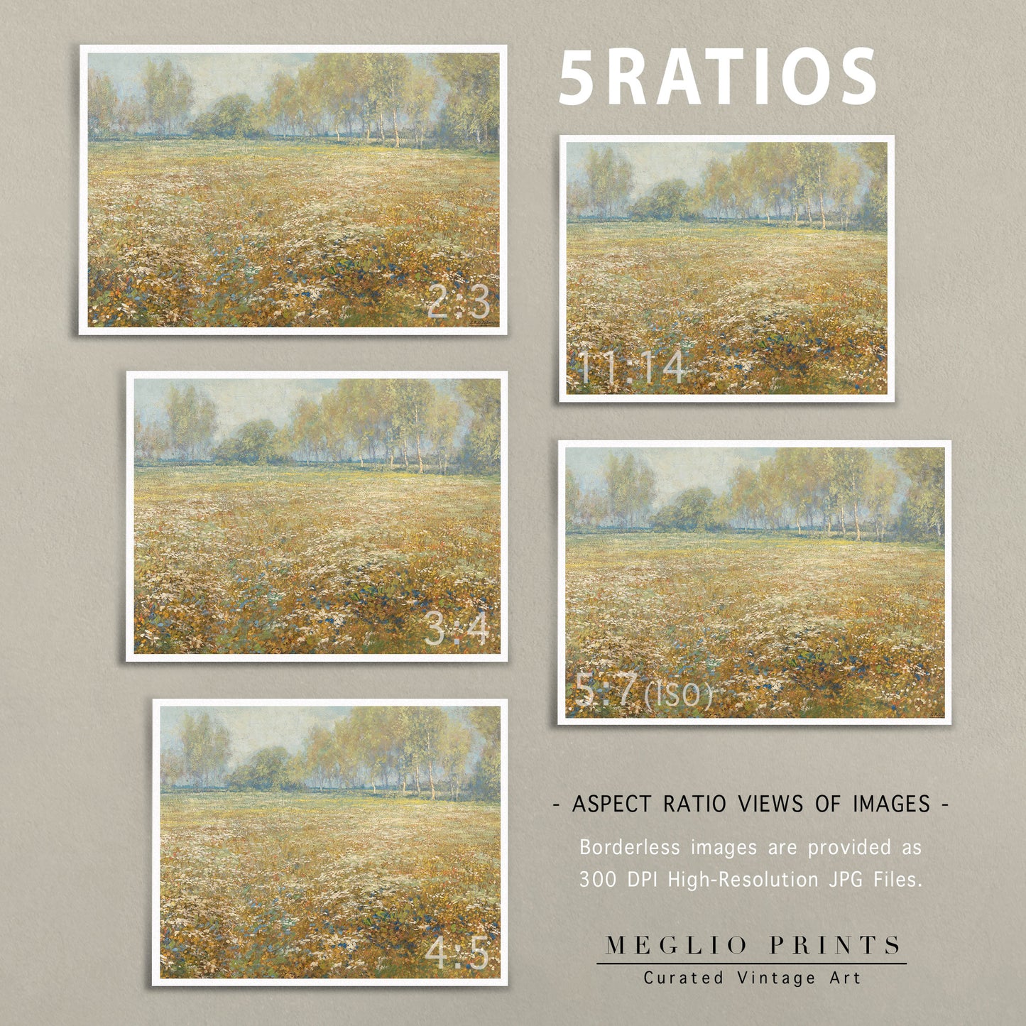 Printable Vintage Art Meadow Landscape