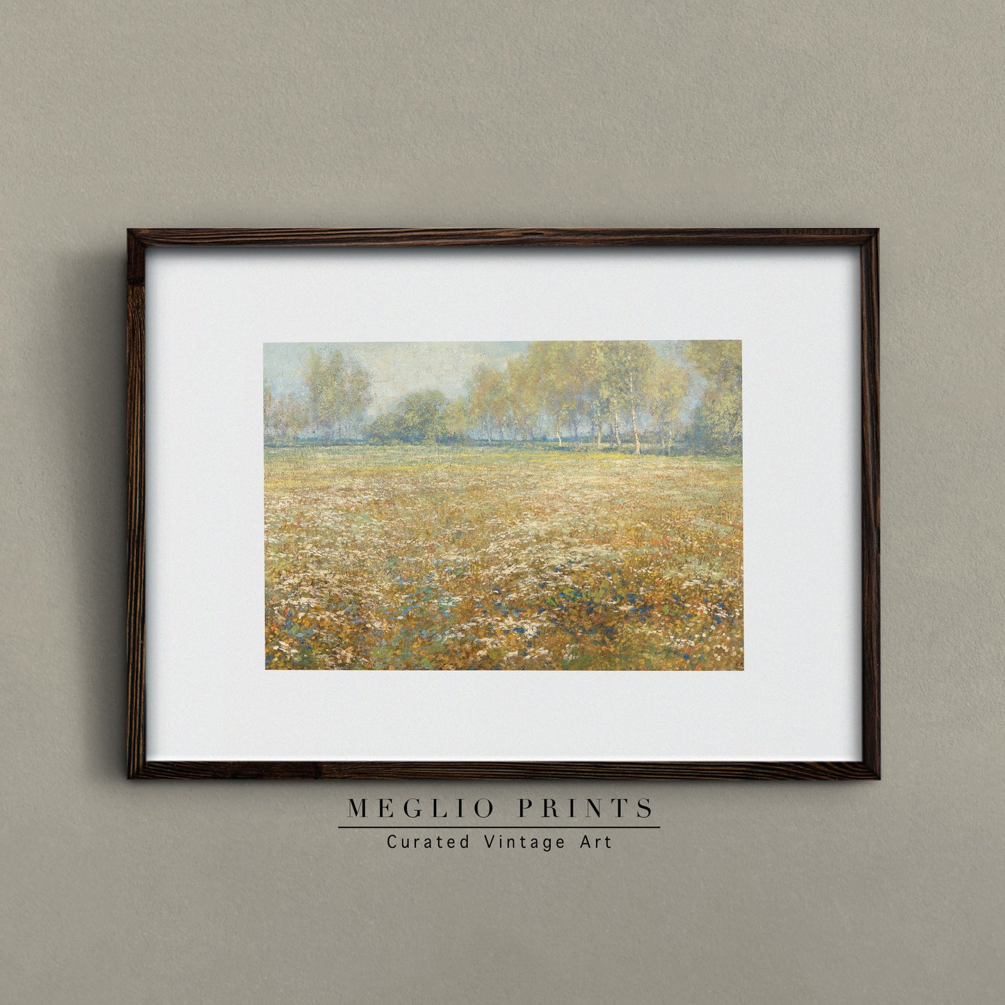 Druckbare Vintage Art Wiesenlandschaft