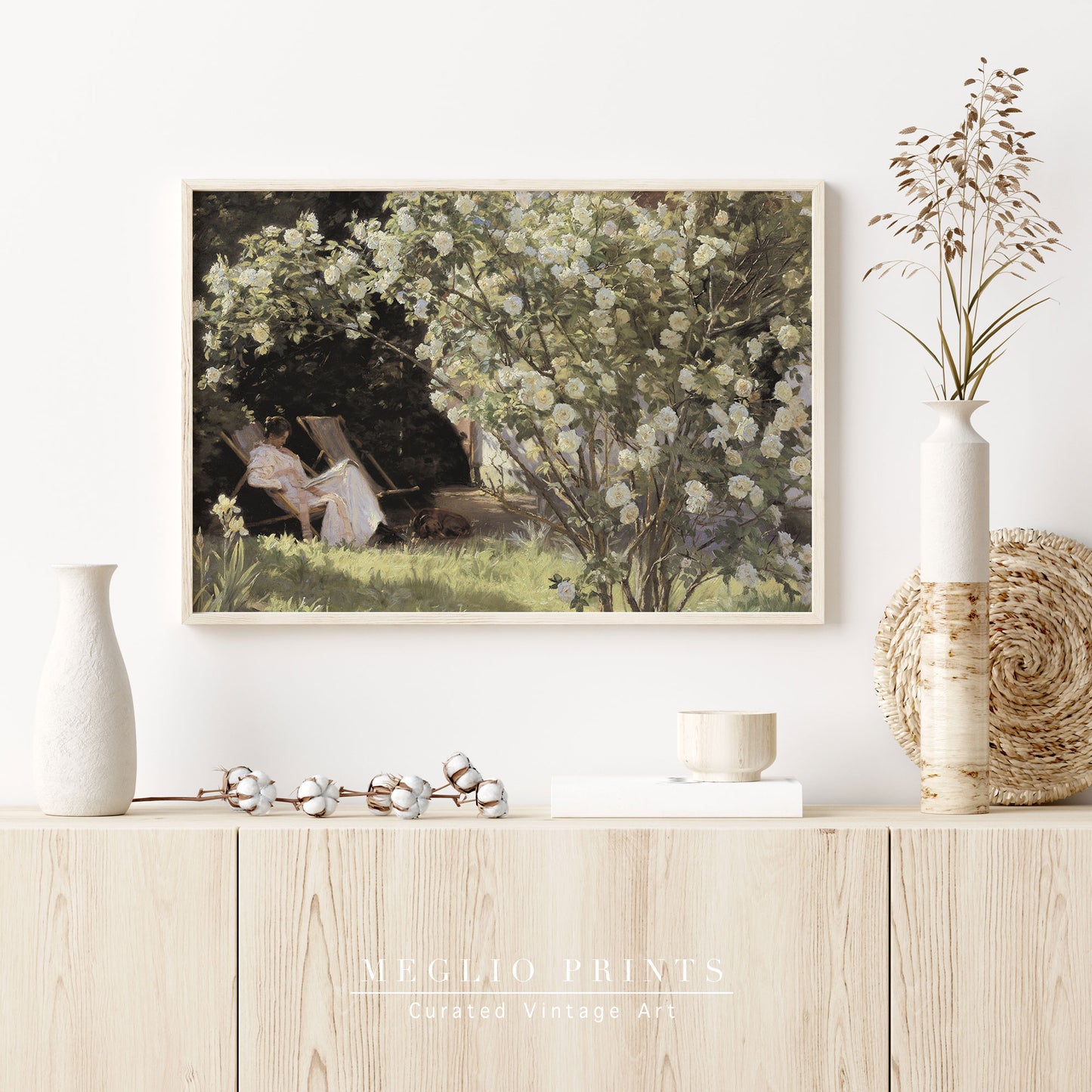 Printable Vintage Art Floral Landscape