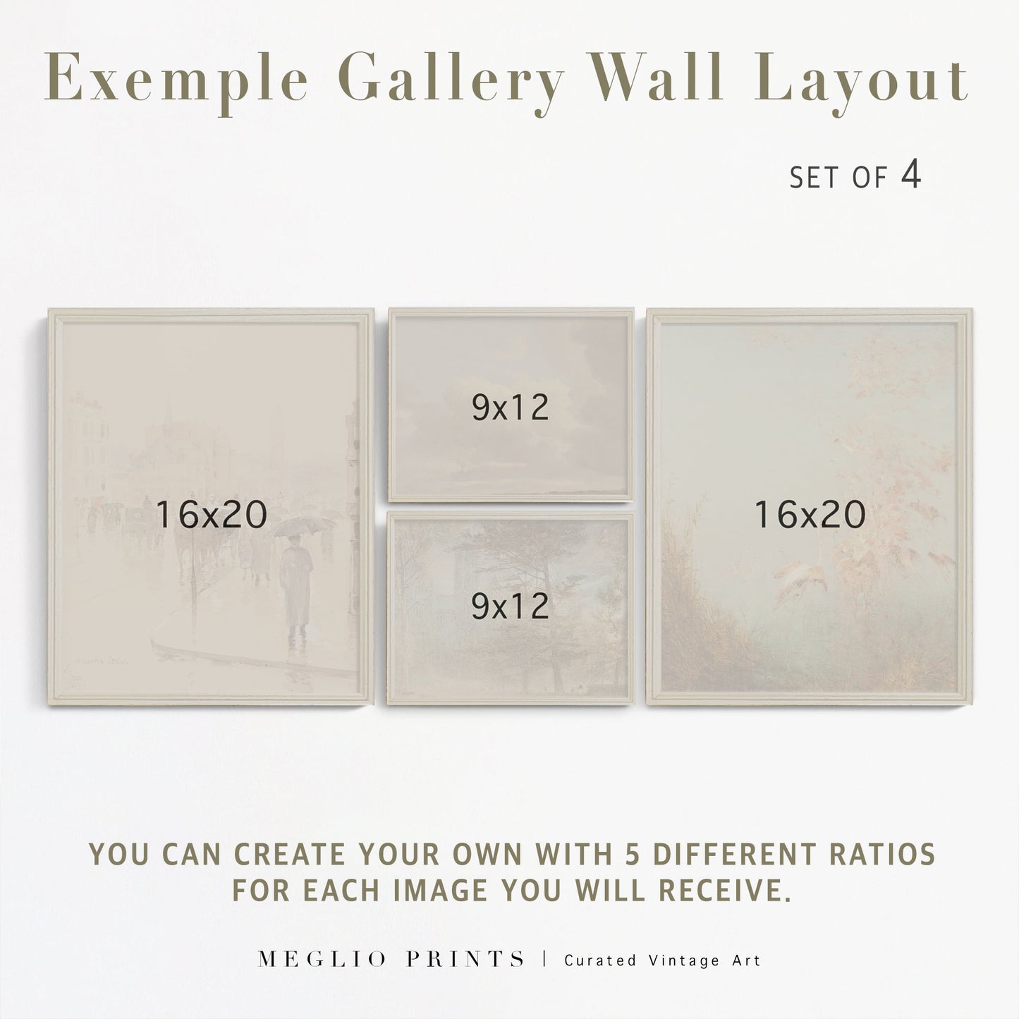 Printable Vintage Gallery Wall Art Set of 4