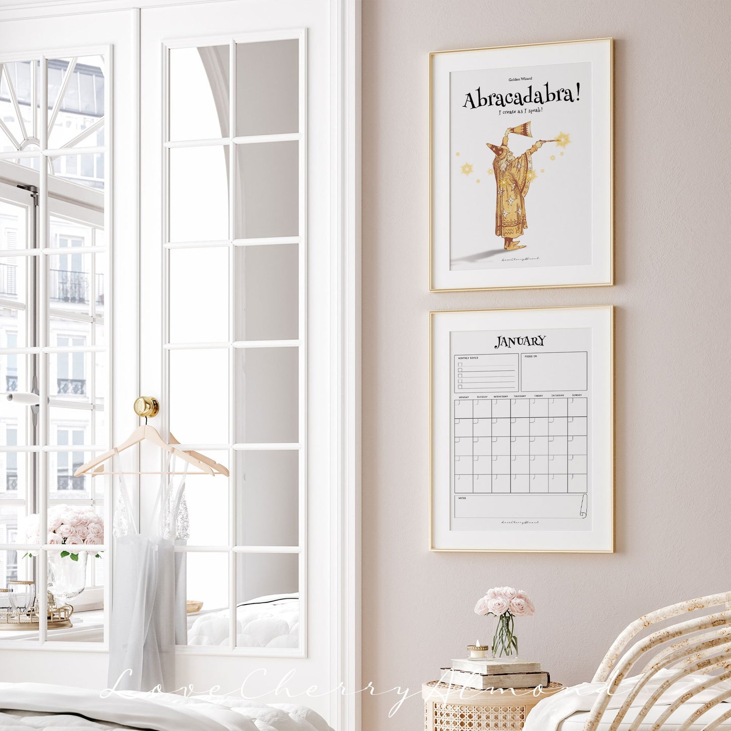 Printable Undated Monthly Planner | Abracadabra Wizard Magic Spell Poster | Perpetual Calendar Wall Art Prints | Digital Download